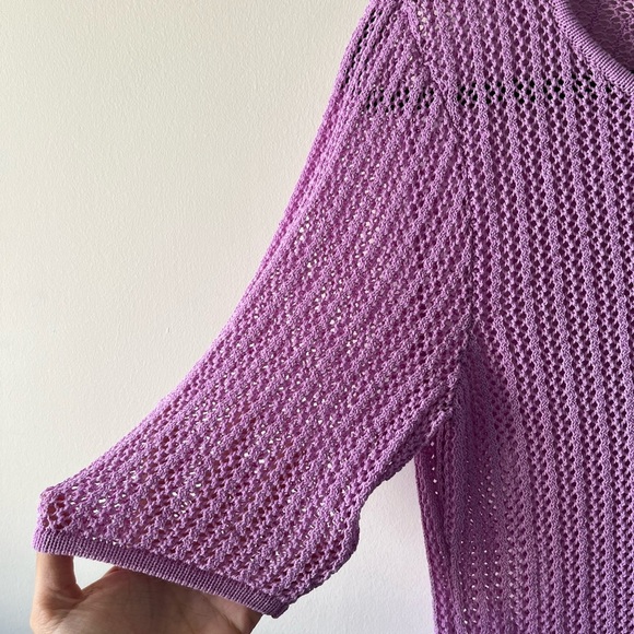 Free People FP BEACH Purple Knit Short Sleeve Top - Picture 5 of 8